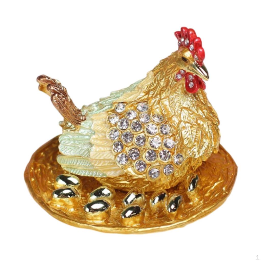 Chicken Figure Nist Hen Statue of Unique Classic Jewelry Organizer Chickens Ornament for Garden Home