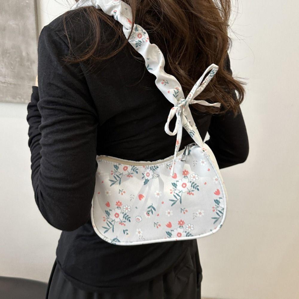 Large Capacity Sweet Canvas Bag Bow Lovely Tote Bag Korean Style Printing Shoulder Bag Outdoor