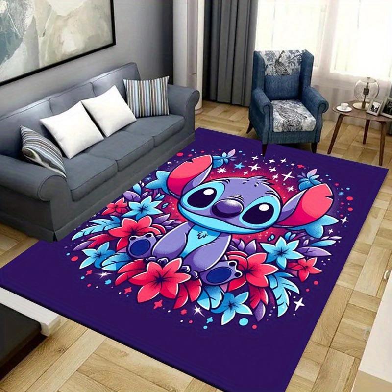 1pc Cute Stitch Pattern Area Rug Soft Flannel Floor Mat for Living Room, Office, Bedroom and Carpet, Sofa Coffee Table Floor Mat