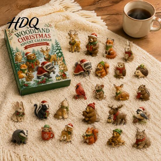 Advent Calendar for Boys 24 Days Christmas Calendar Forest Animals Countdown Collectible Surprise Boxes Cute Acrylic Toys Holiday Party Decoration