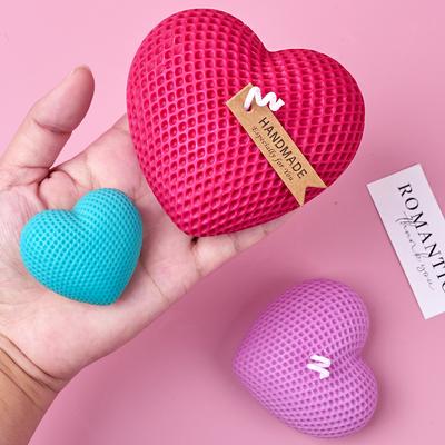 S/M/L Grid Heart Silicone Candle Mold Handmade 3D Love Shape Aromatic Soap Making Supplies Mould DIY Valentine's Day Craft Gift