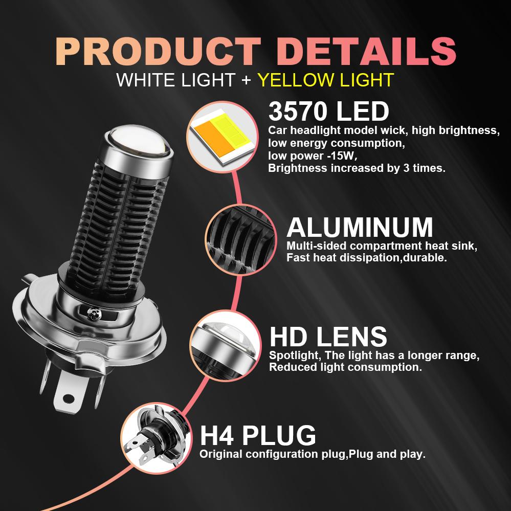 

H4 9003 Светодиодные лампы для фар H6M P15D ATV Светодиодные лампы для фар белого или двухцветного цвета для мотоциклов и автомобилей ATV.