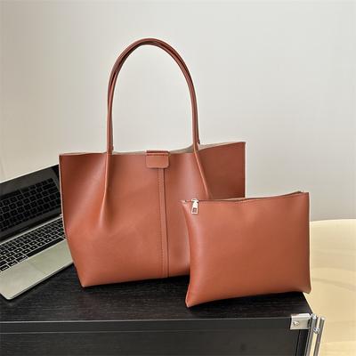 Bolsa Feminina Bolsa de Ombro Personalizada Simples Cor Sólida Bolsa Tote Nicho Versátil Grande Capacidade Bolsa Mãe e Filho