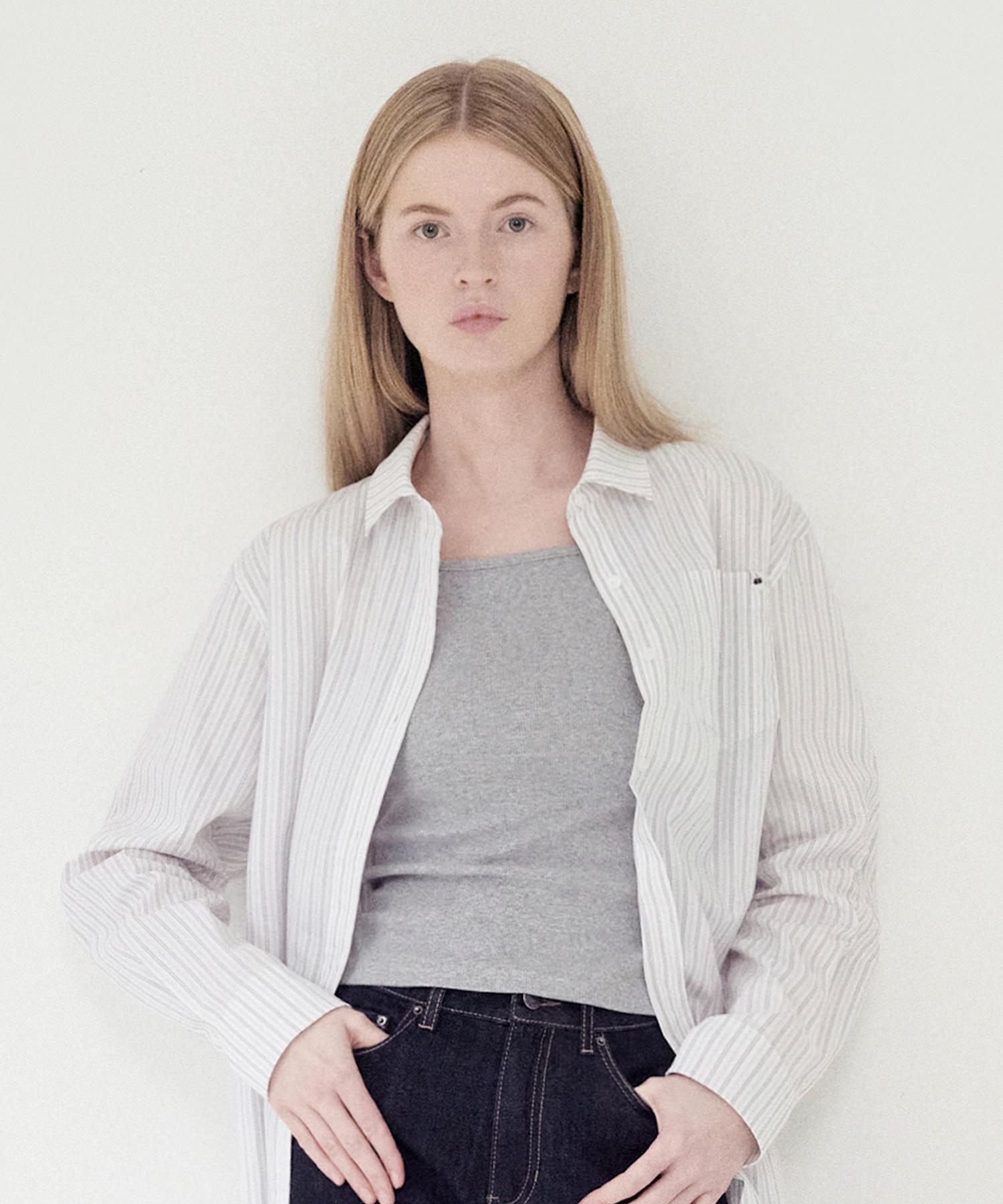 Kirsh Plain Stripe Loose Fit Shirt [White] 1