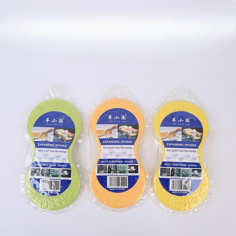 Car Wash Sponge, Vacuum Compressed Large Honeycomb 8-shaped Sponge Block, Car Beauty Waxing High-density Sponge Wipe