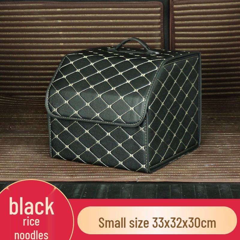 Trunk Storage Box: Multifunctional Folding Car Organizer with Logo-Printed Leather