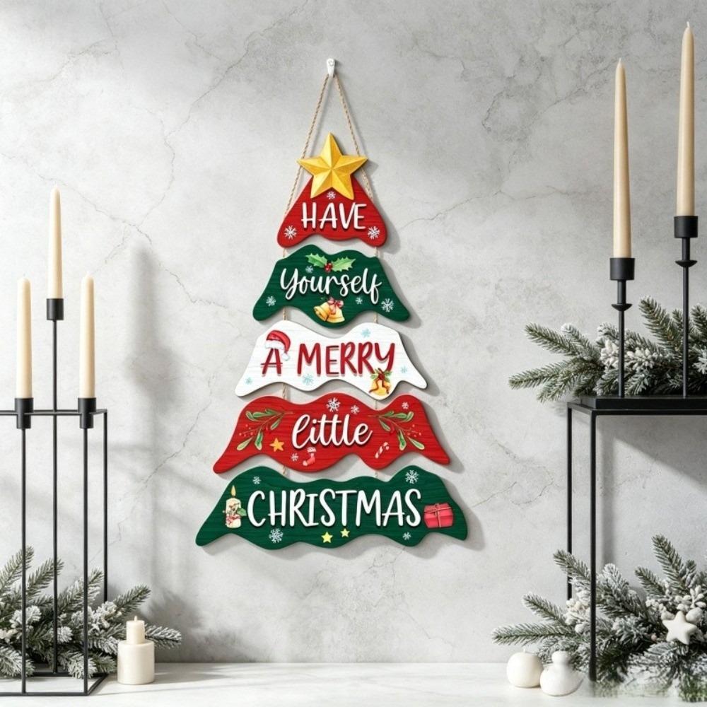Tiered Wooden Plaque Rustic Hanging Welcome Board Holiday Hanger Wall Pendant Classroom