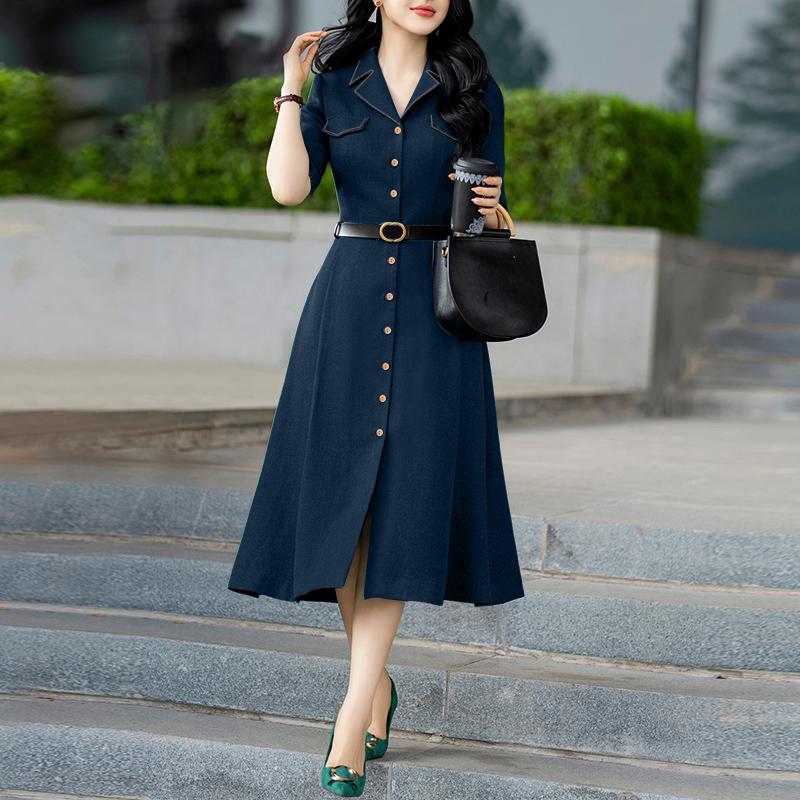 ZANZEA Women Summer Turn Down Collar Casual Short Sleeve Dress