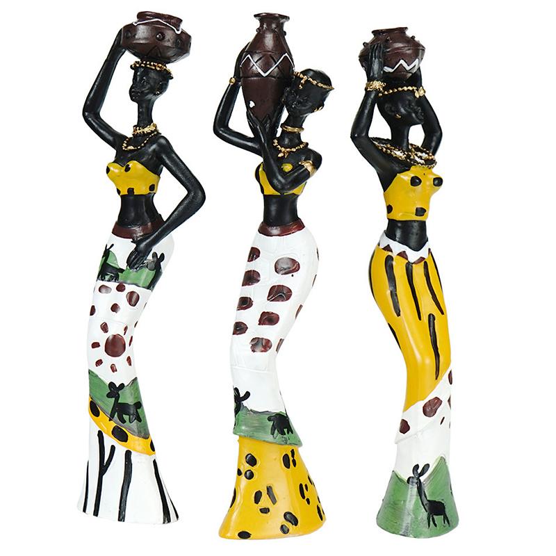 1/2/3pcs Decorative Sculpture Statue Home Decor House Home Decoration Living Room table Black Folk Custom Doll Resin Crafts