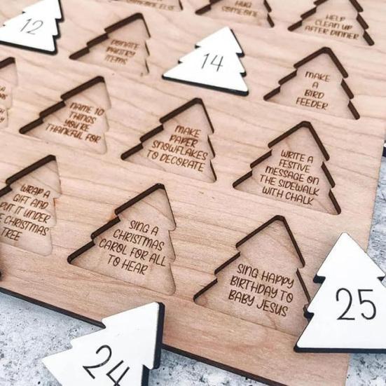 Acts of Kindness Advent Calendar 2025 Wooden 25-Day Countdown Calendar Sharing Kindness Christmas Decoration for Kids Adults