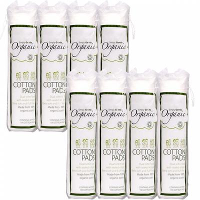 Simple Gentle Organic Cotton Pads  100 Sheets X 8 Packs