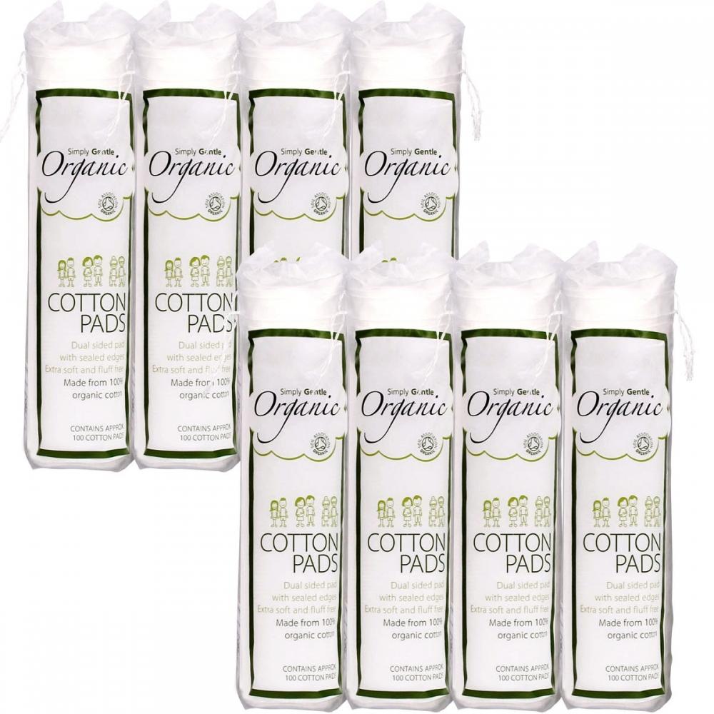 Simple Gentle Organic Cotton Pads  100 Sheets X 8 Packs