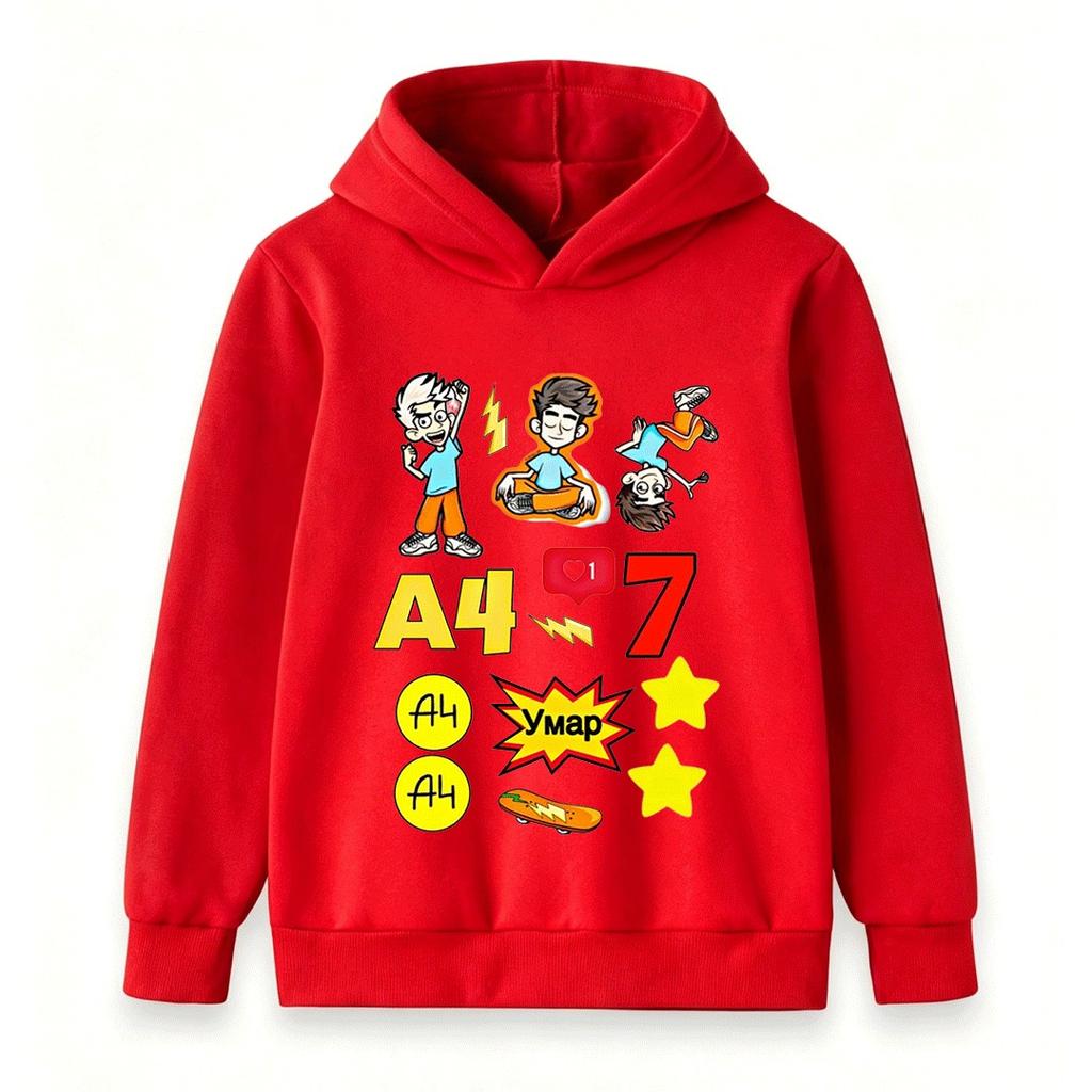 Kids Boys Girls Casual Pullover Hoodie, Cartoon Character Graphic Lightning Star Print Warm Hooded Sweatshirt for Children Daily Wear