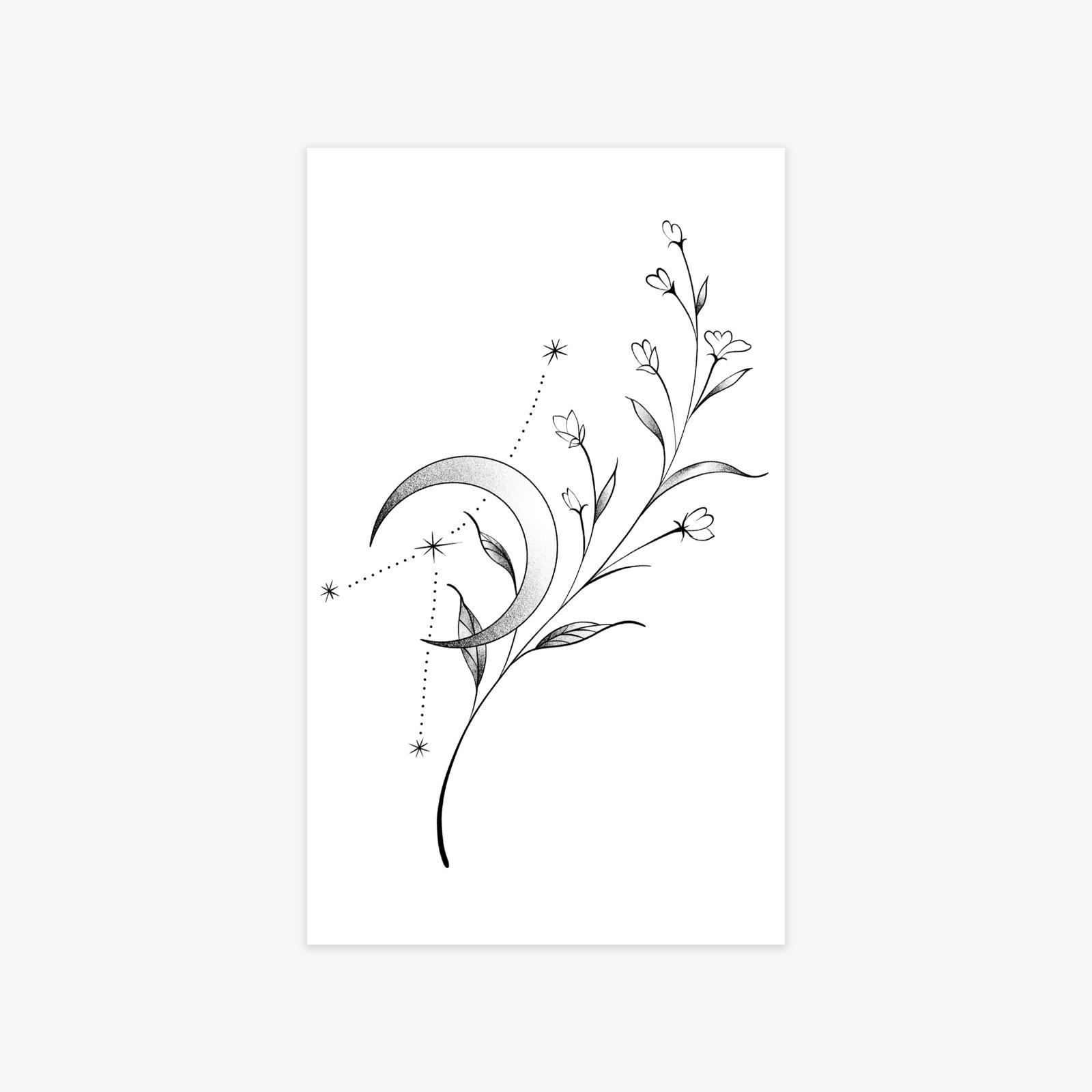 

Flowers, Moon, Constellation Lines Tattoo Stickers Waterproof And Long-Lasting High-End Niche Simple Tattoo Stickers 9*15