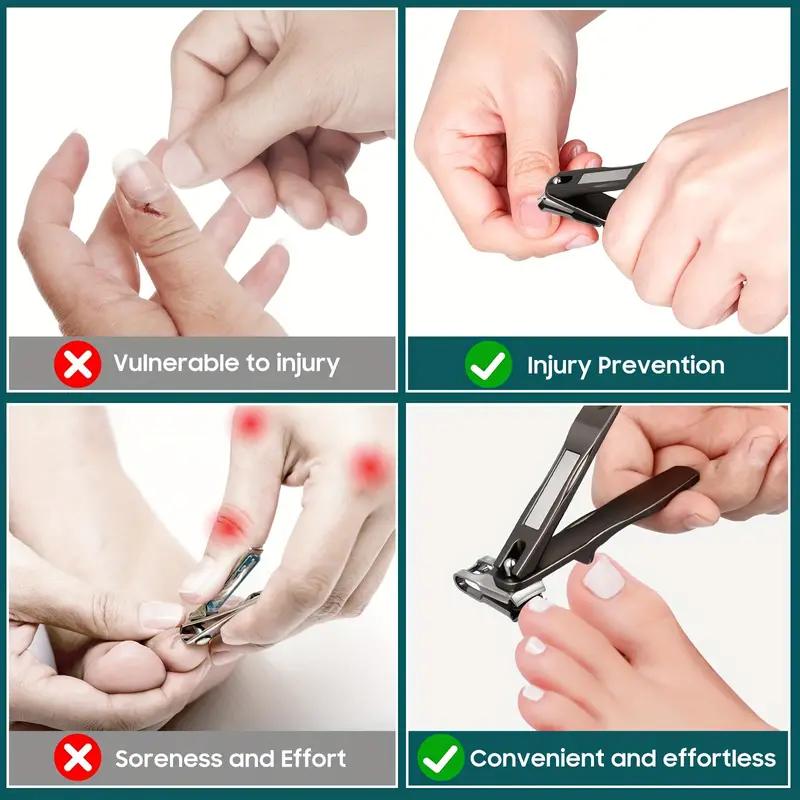 360 Degree Rotating Long Handle Nail Clipper Ultra Sharp Heavy Duty Large Toe Nail Cutter For Thick Nails