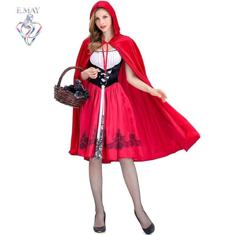 SXL Little Red Riding Hood Costume Women's Halloween Little Red Riding Hood Costume, Stage Performance Costume Including Cape