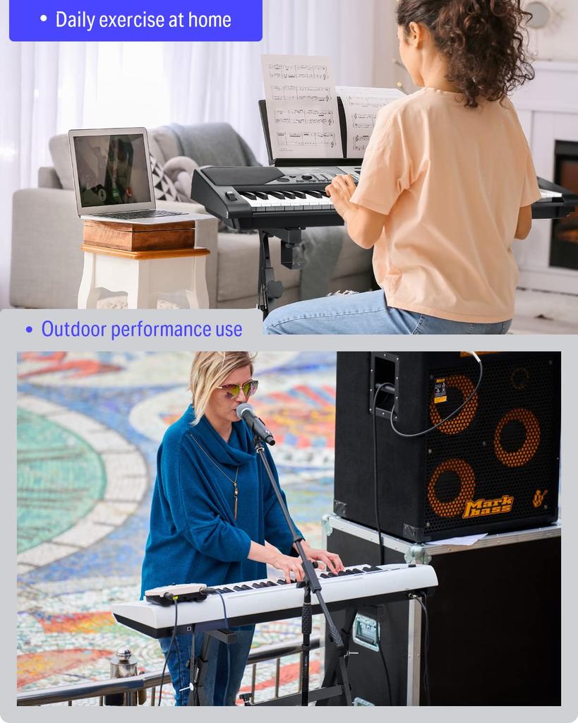 Donner Electronic Keyboard Piano Z-Shaped Stand, Adjustable Height 60-85cm, with Swivel Casters, Compatible with 5461737688-Key Digital Pianos,