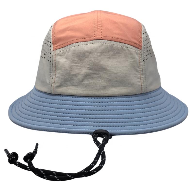 RTS Running Sport Laser Drilling for Breathability Fisherman Adjustable Hat Drawstring Mesh Polyester Outdoor Bucket Hat