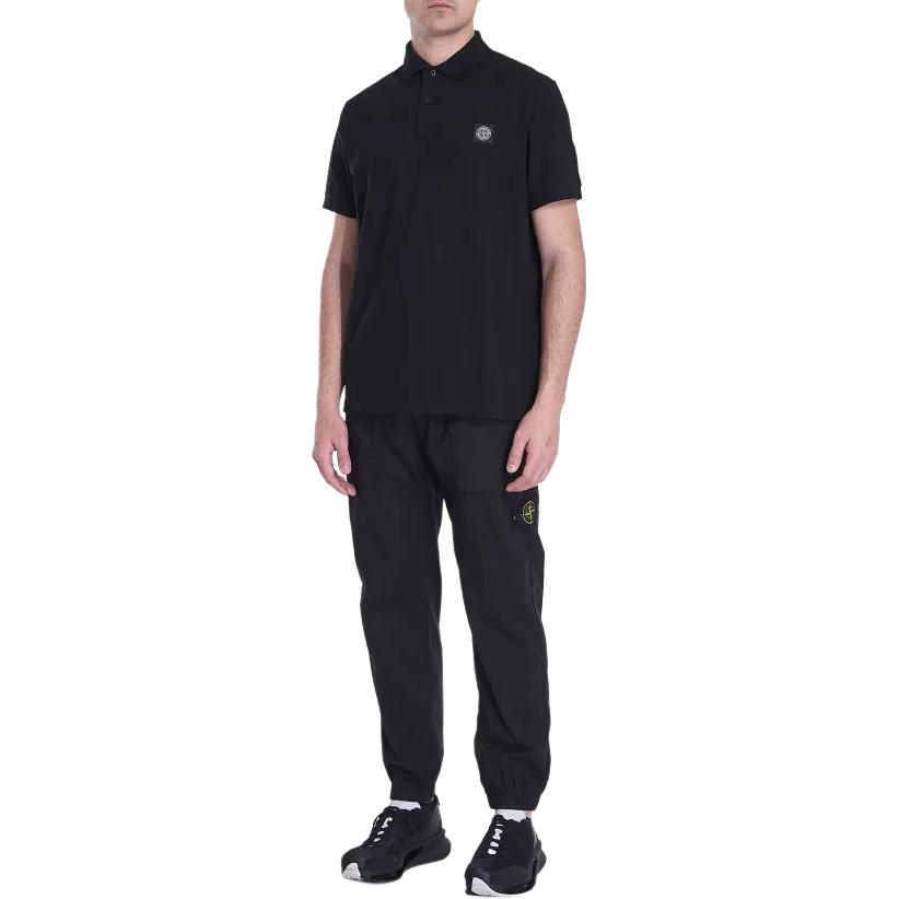 Stone Island Solid Color Straight Cut Short Sleeve Polo Shirt Men tops Black K1S1522002-SCS0017-V0029