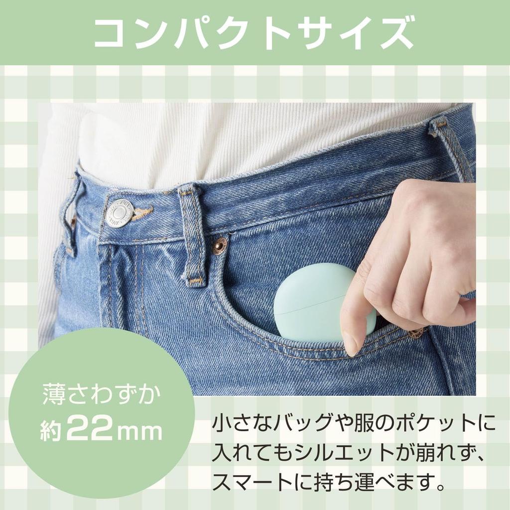 ELECOM Wireless Bluetooth Stylish Round Touch Automatic Macaron Green LBT-TWS17CSGN Earbuds, 5.3, Headphones, Control, In-Ear, SBC/AAC Compatible,