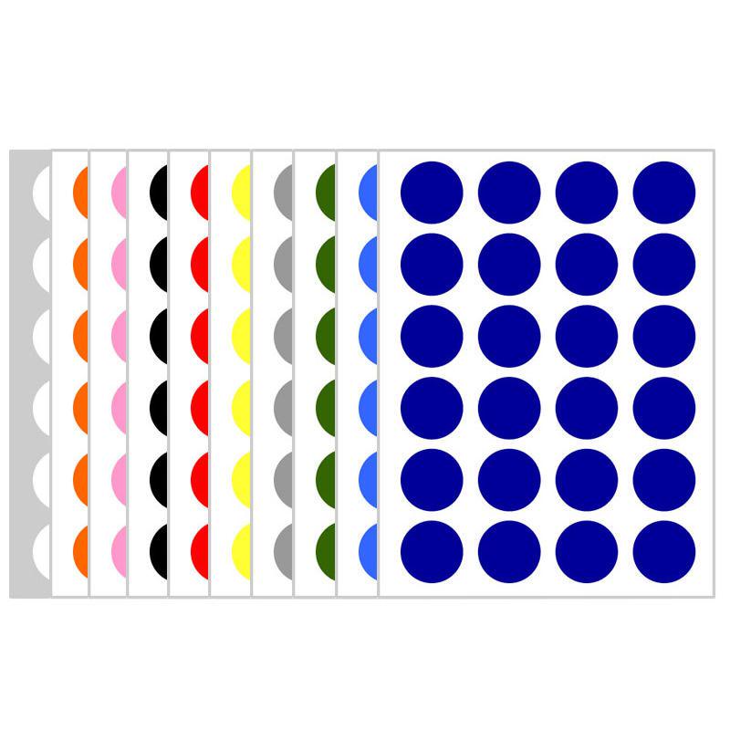 10 Colors Mixed Polka Dot Round Label Stickers: Small & Large, Red, Yellow, Blue, Green, Pink, White, Black, Orange