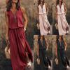 Sommer Damenkleid Lang Ärmellos Lässig Damenkleid Reißverschluss Buchstabenprint Taille