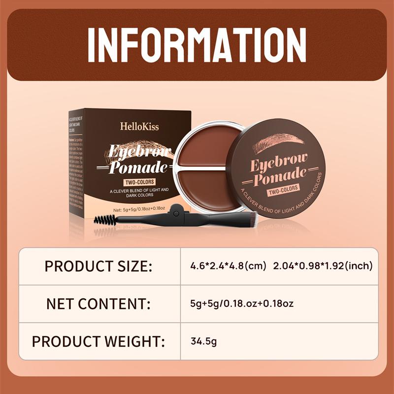 Gel pour sourcils en pâte à sourcils bicolore imperméable et naturelle pour sourcils touffus et sauvages pour une forme parfaite des sourcils avec brosse à sourcils à l'intérieur