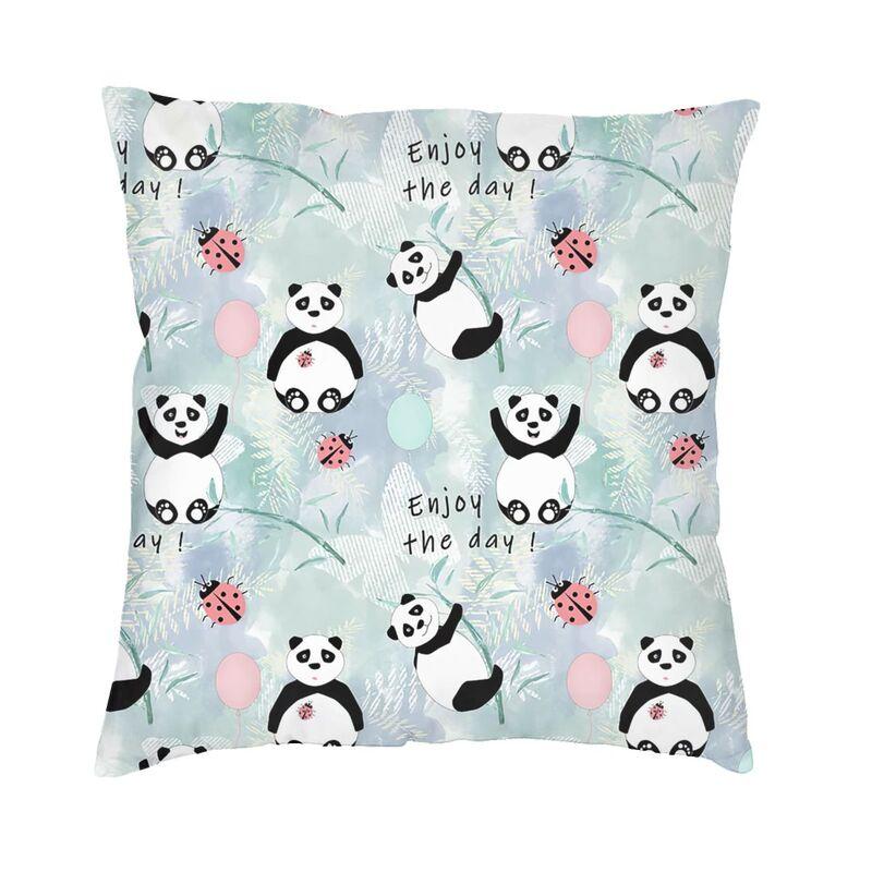 Kawaii Panda Bear Patterns Cushion Cover Sofa Home Decor Animal Cartoon Square Throw Pillow Case 45X45