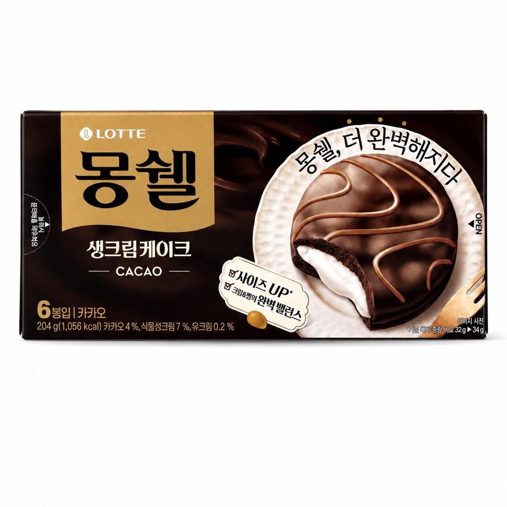 Lotte Dream Snow Cake 204g, 2 Flavors | Soft Fluffy Texture, Rich Creamy Flavor, Convenient Snack