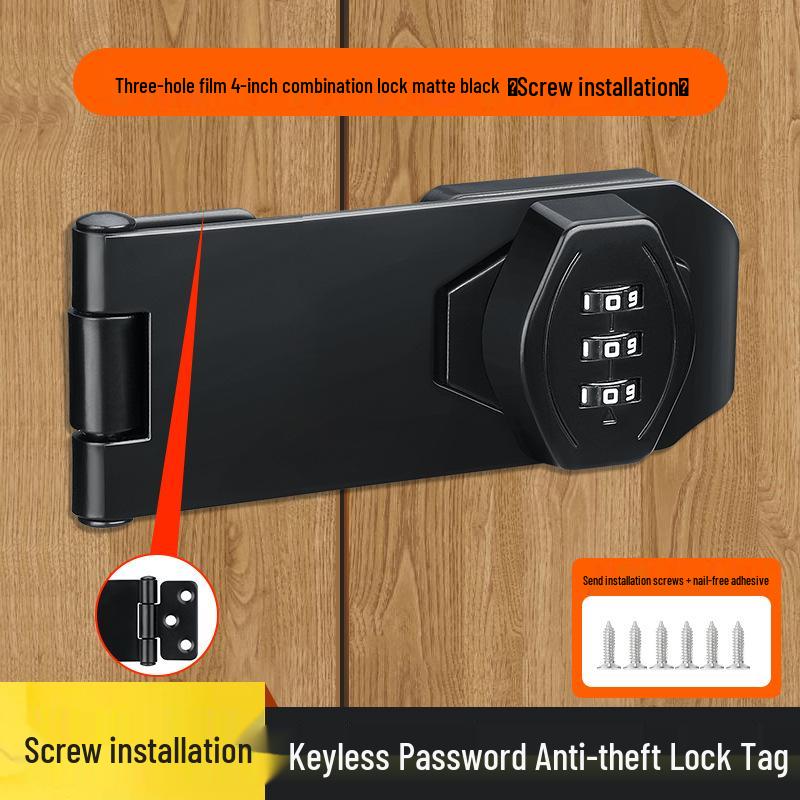 No-Drill Combination Lock for Cabinets, Drawers, and Refrigerators - Anti-Theft Double Door File Latch