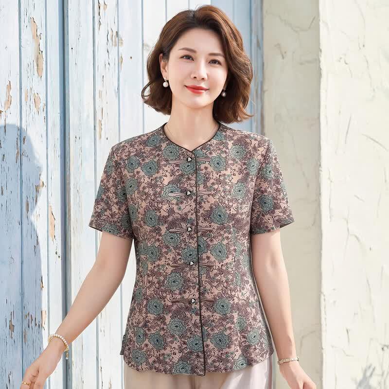 Haoyi Summer Retro Floral Chinese Style Women's Top
