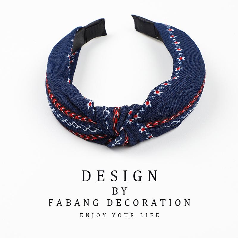 Korean Style Women's Striped Criss-Cross Bow Headband for Yoga & Face Washing