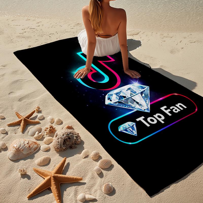 Neon Tiktok Logo Art Microfiber Beach Towel, Lightweight And Quick-Dry, for Summer Travel, Beach Essential, Swimming Pool
