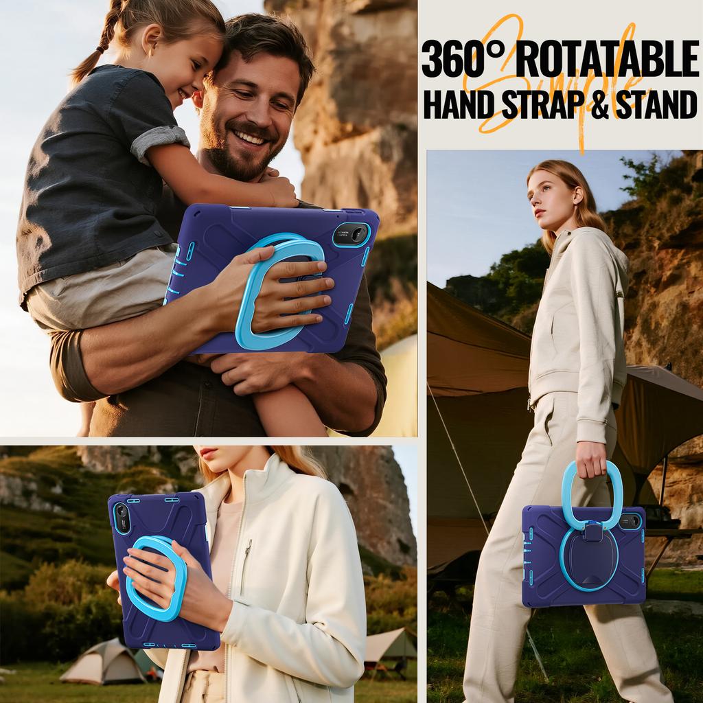 Rotating Rugged Case for Xiaomi Redmi Pad 2 2025 11.0" 25040RP0AG 25040RP0AI Hybrid Stand Cover with Handle Grip Shoulder Strap