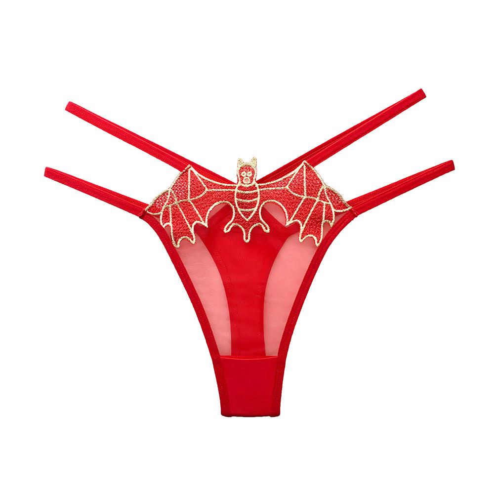 Fashionable Embroidered Thong Sexy Mesh Mesh Hollow Thin Belt T Pants For Women