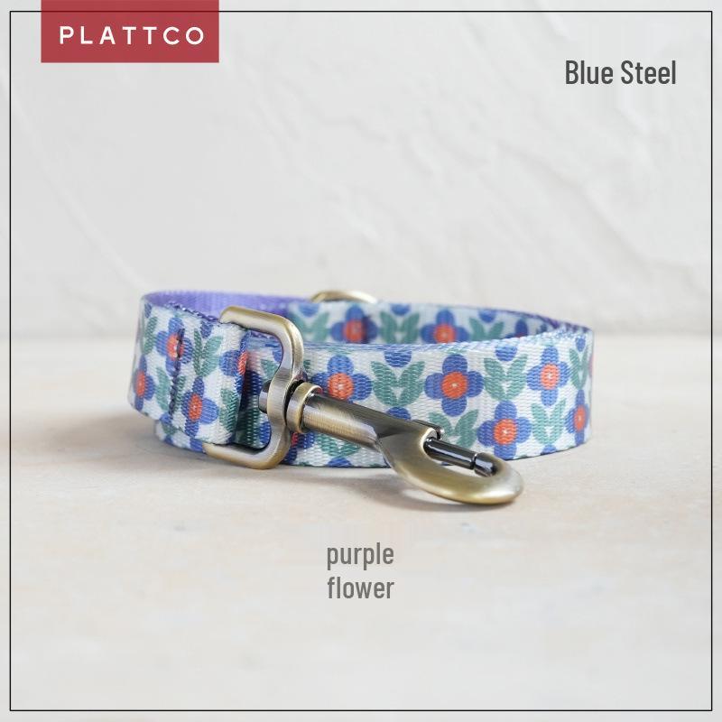 PLATTCO Purple Print Pet Leash with Metal Buckle, Imitation Nylon - PDL359 XL 56-62cm