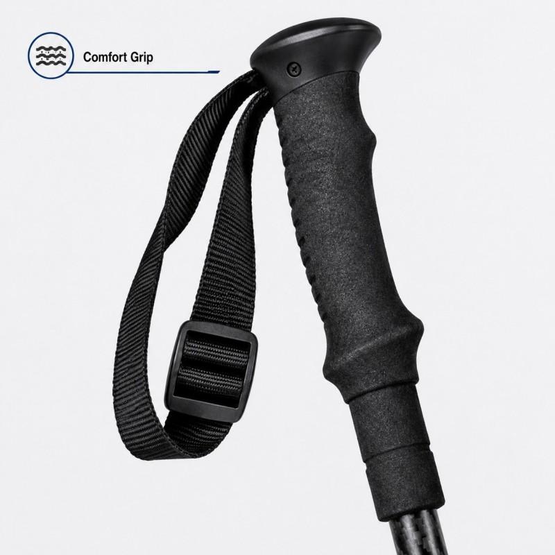 Bastones de Esquí para Raquetas de Nieve Zeroring de Compuesto de Carbono, 3 Secciones, Ajustables, de Invierno, con Cesta Grande