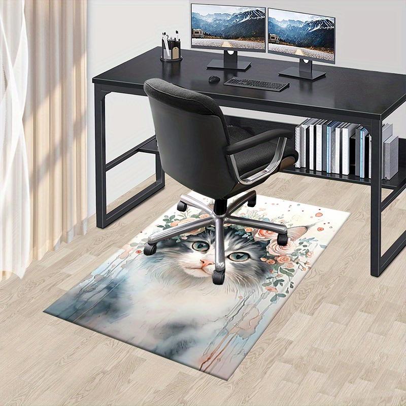 1pc Flower Crown Cat Themed Rug for Home Decor, Non-slip Office Carpet, Chair mat, Outdoor Mat, Christmas and Halloween gifts-0731023