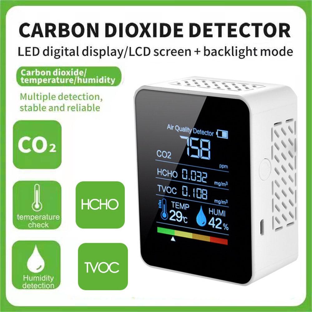 Tester digital de temperatură umiditate 3in1/5in1CO2 Detector de dioxid de carbon TVOC HCHO Monitor de calitate a aerului