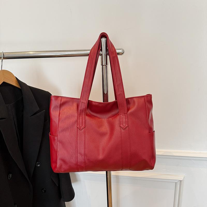 Vintage Ladies Bag Large Capacity Handbag , Vintage Plain Shoulder Bag , Ladies Commuter Casual Handbag 1Pc
