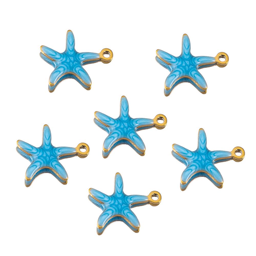 10pcs New Stainless Steel Colorful Marine Coral Starfish Fish Seaweed Charm Necklace Earring Pendant Base for DIY Jewelry Making