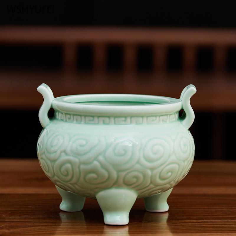 1pc Ceramic Incense Burner Decorations Buddhist Hall Utensils Temple Sacrifice Home Decor Pray for Auspiciousness Feng Shui