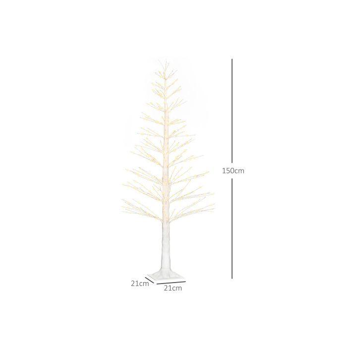 HOMCOM Arbre Artificiel Lumineux De 150 Cm Avec 600 Lumières LED, Sapin De Noël LED, Décorations D'intérieur/extérieur, Blanc
