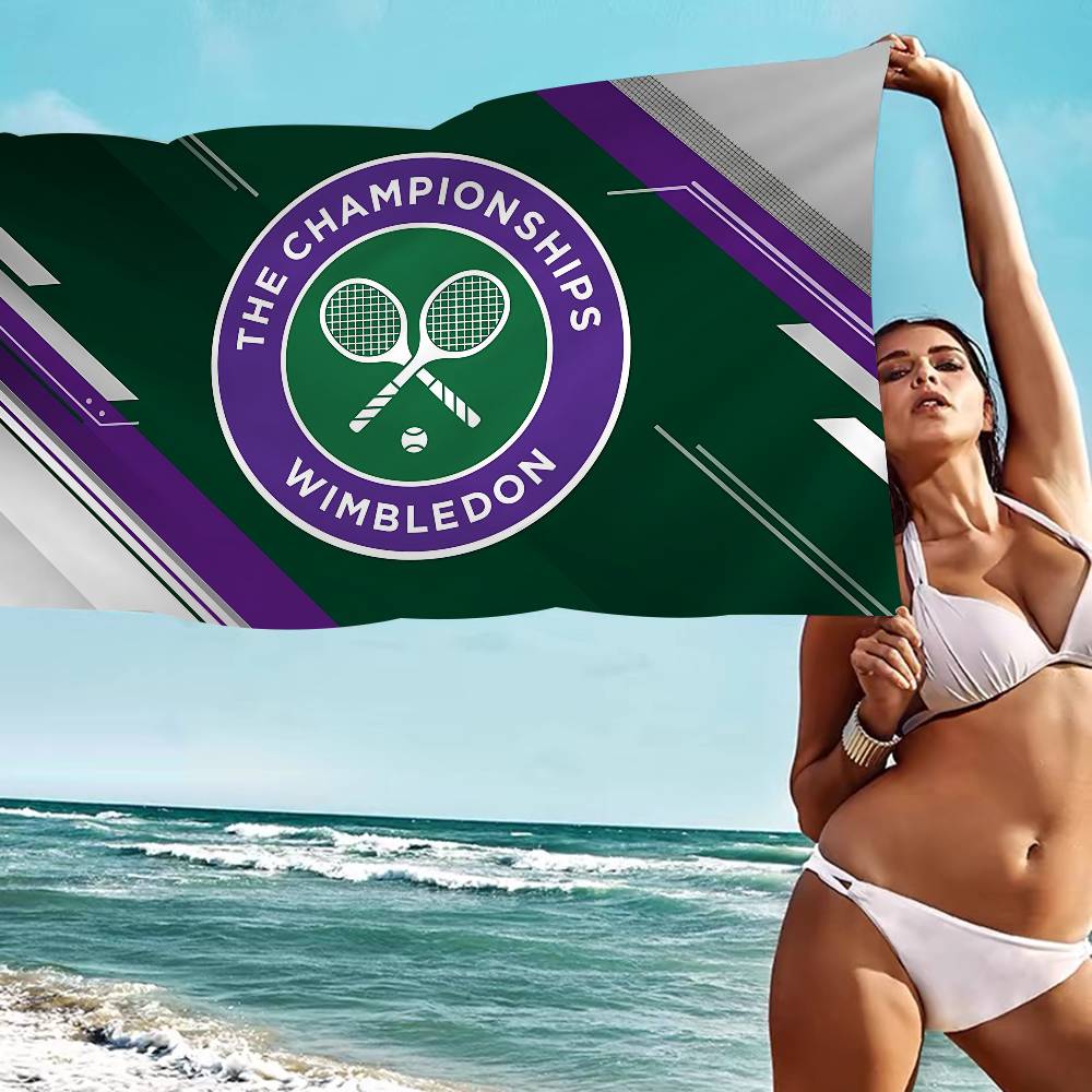 W-Wimbledon Pattern Microfiber Printed Beach Towel Mountain Climbing Yoga Beach Swimming Running Absorbent Soft Towel