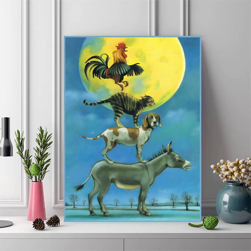 Bremen Town Musicians 100% Round Full Drill 5D DIY Diamond Painting Embroidery Cross Stitch Rhinestone Décor