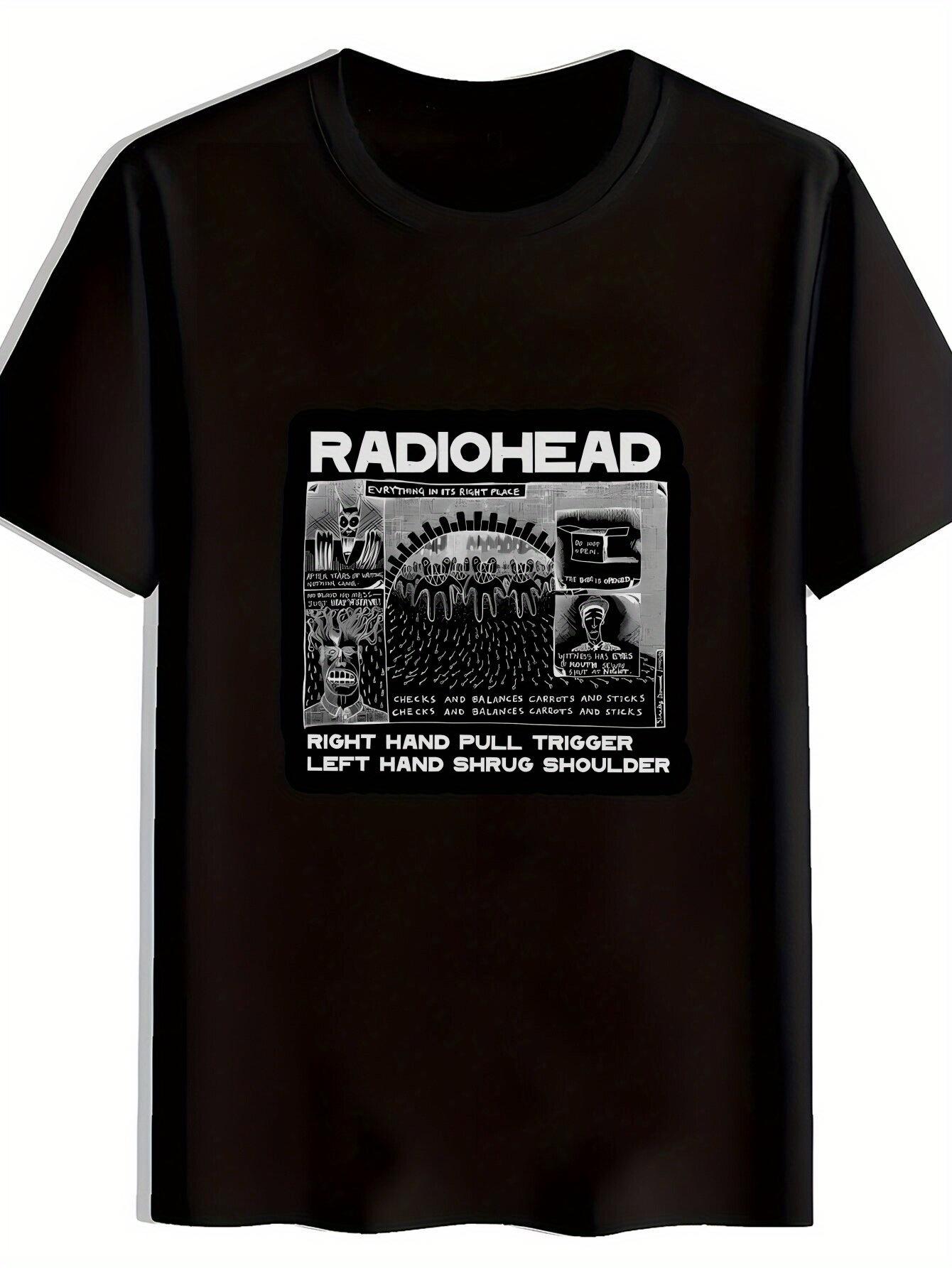 Black Radiohead Graphic T-shirt - Left Hand Shirt Shoulder Design S