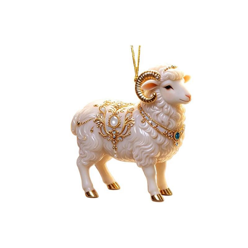 Acrylic Chinese Zodiac Goat Hanging Ornament Auspicious Design For Spring Festival New Year Home Decorationation