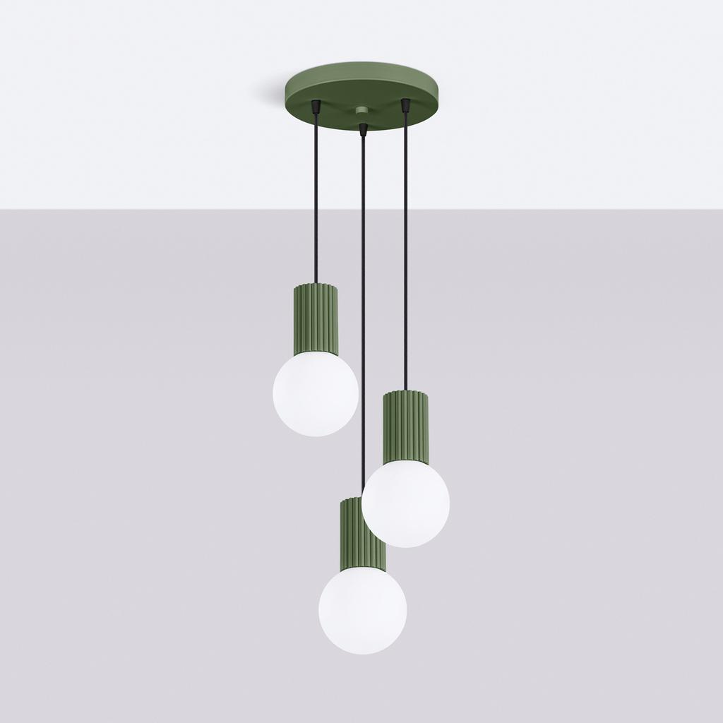 Lampa Wisząca Halo 3 G9 Zielony Oliwkowy Alu Sollux Sl.1725