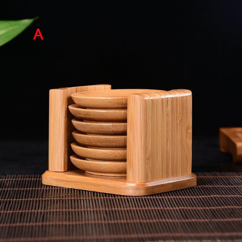 

6PCS Round Shape Bamboo Coaster Cup Rest for Glass Cups Tea Cup Coffe Mug Bottle Water Holder Natural Home Decor L
