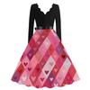 Women's Casual Fashion V,neck Valentine's Day Print Retro Dress